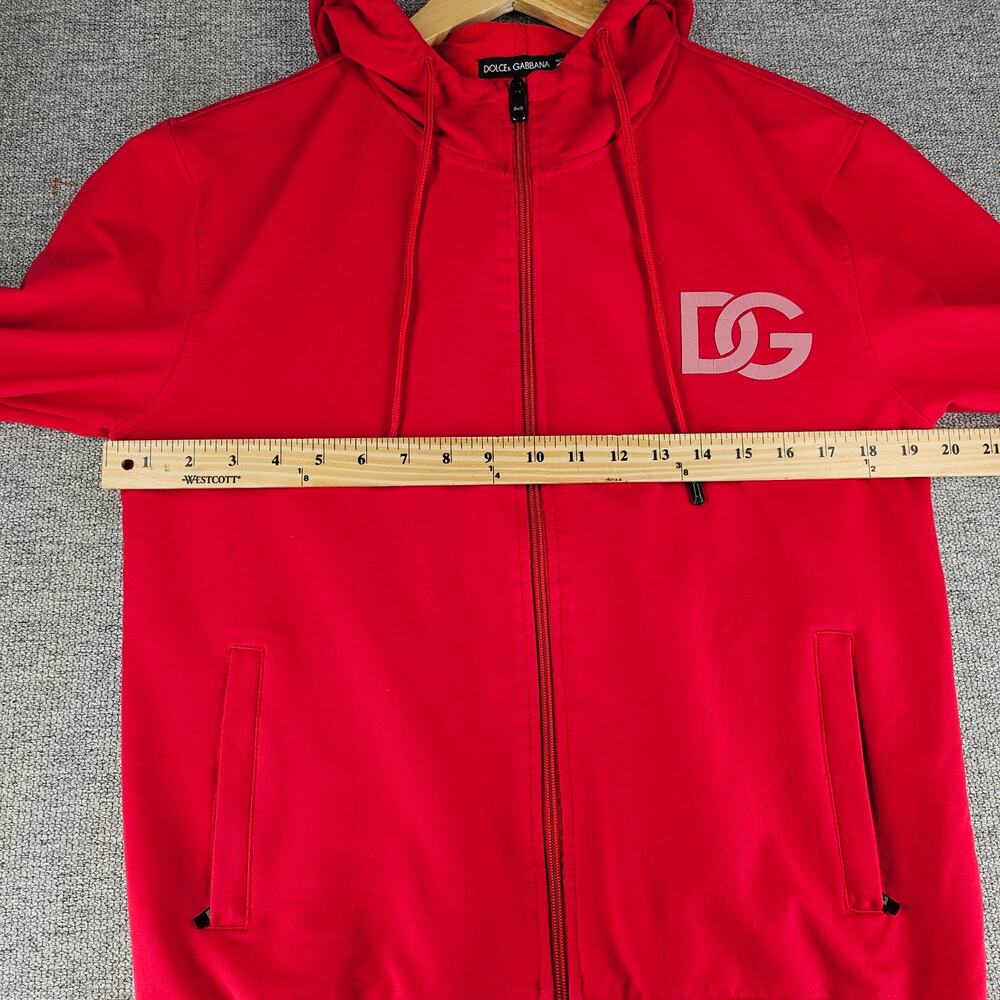 RED ZIP-UP HOODED SWEATSHIRT WITH W/ DG LOGO MADE IN COLOMBIA SIZE LARGE COTTON - Picture 12 of 13